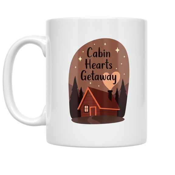 Cabin Hearts Getaway - Couples Romantic Escape - 11 oz Ceramic Coffee Mug