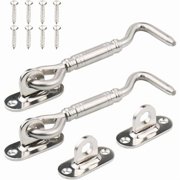 Cabin Hook,2 Pack Stainless Steel Shed Lock 4 Inch Gate Latch for Door Window Lock Silver