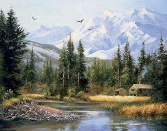 Cabin In The Foothills Canvas Art - Bernard Willington (22 x 28)