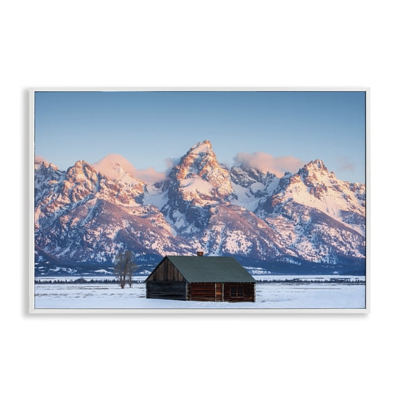 Stupell Industries Cabin In The Glowing Tetons White Framed Giclee Art, design by Jared Kreiss