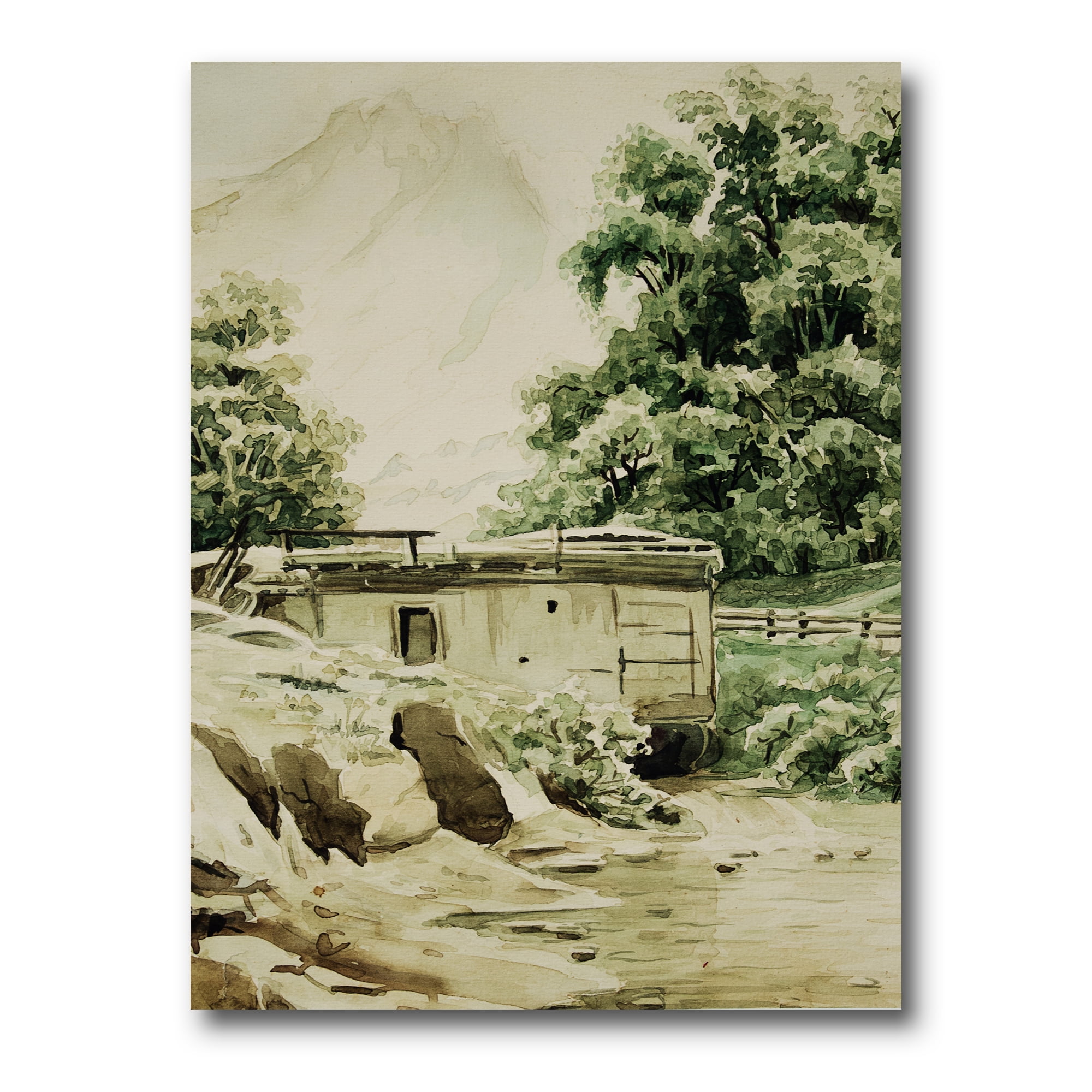 Cabin In The Green Mountains 30 in x 40 in Painting Canvas Art Print, by Designart