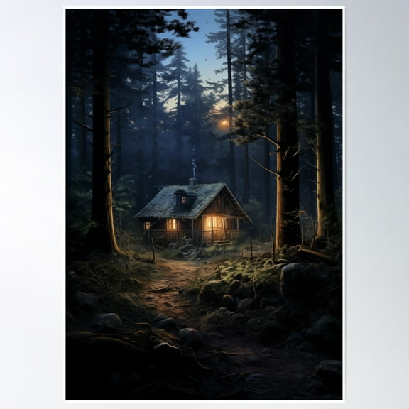Cabin In The Woods Poster Wall Art, Modern Wall Decor, 8x12 UNFRAMED