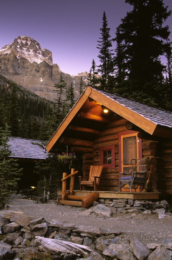 Cabin In Yoho National Park Lake Ohara British Columbia Canvas Art - Ron Watts  Design Pics (22 x 34)