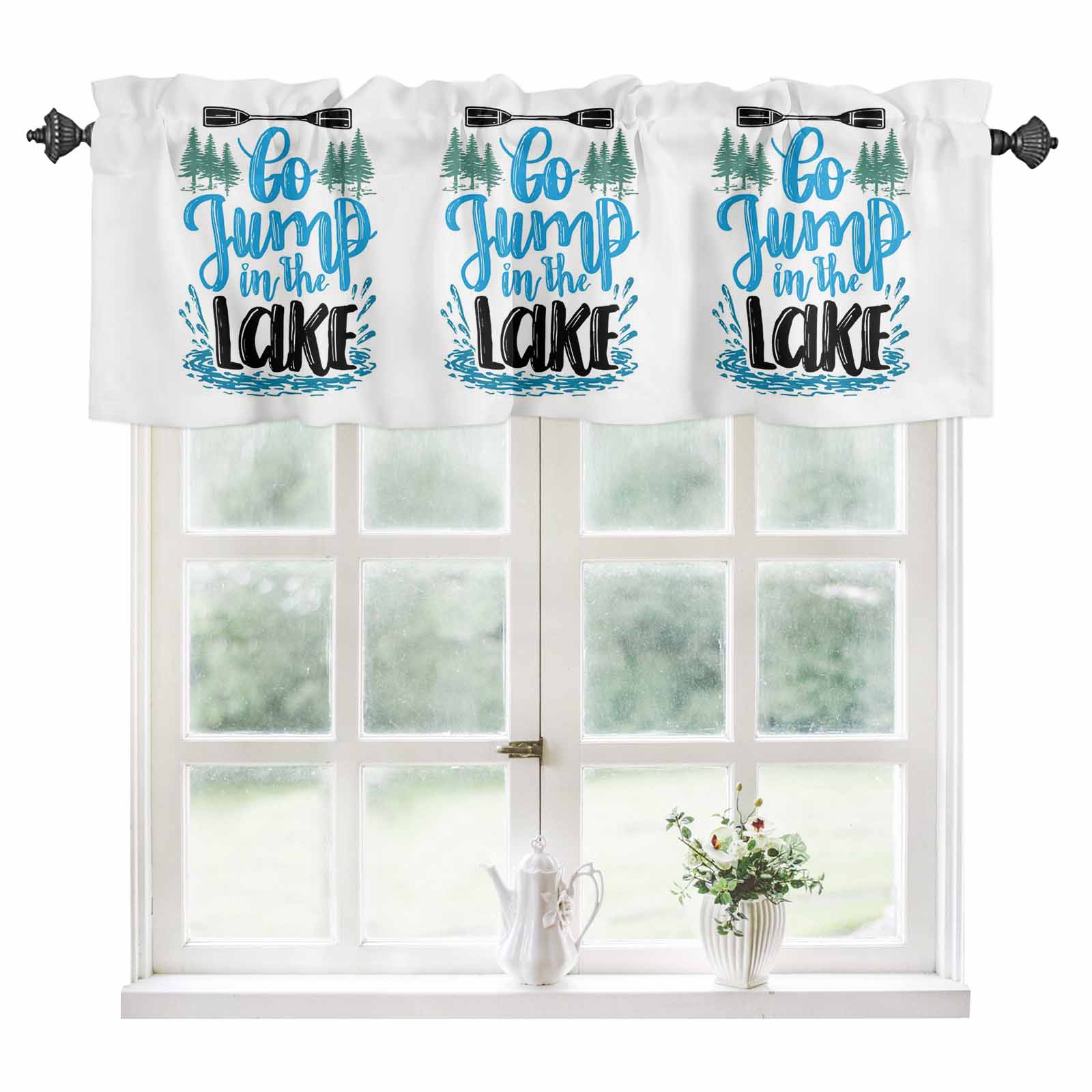 Cabin Kitchen Valances for Windows 54x18 Inch Kitchen Curtains Valances ...