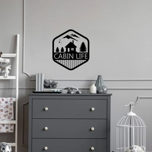 Cabin Life Quote Cabin Camp Forest Lodge Camping Scenery Vacation Quotes Wall Decal Sticker Vinyl Art Mural for Girls / Boys Campers Home Room Walls Bedroom House Decor Decoration (10x10 inch)