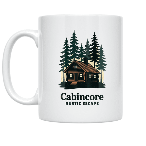 Cabin Retreat Among Pine Trees - Nature Lover - 11 oz Ceramic Coffee Mug