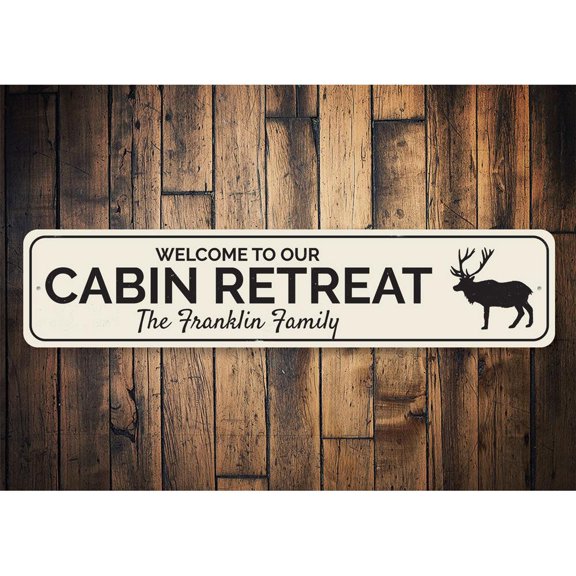 Cabin Retreat Novelty Decor, Metal Wall Sign - 4x18 Inches