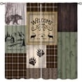 thumbnail image 1 of Cabin Retro Curtains Rustic Lodge Window Treatments, Bear Deer Moose Wild Animals Curtains for Living Room, Plaid Check Adventure Farmhouse Drapes 2 Panel Sets,52x84 Inch, 1 of 6