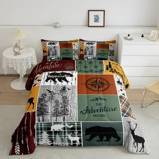  Retro Hunt Fish Bedding Comforters Queen Size,Retro Farm Wooden  Board Comforter Set with 2 Pillowcases,Deer Bird Fish Animal Hunting 3pcs  Children Adult Duvet Set,Soft : Home & Kitchen