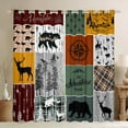 thumbnail image 1 of Cabin Retro Rustic Lodge Curtains, Bear Deer Country 30%-50% Blackout Curtains 52"Wx63"L 2 Panels, Hunting Wild Animal Curtains & Drapes Plaid Check Adventure Window Curtains Teens Adult Bedroom, 1 of 5