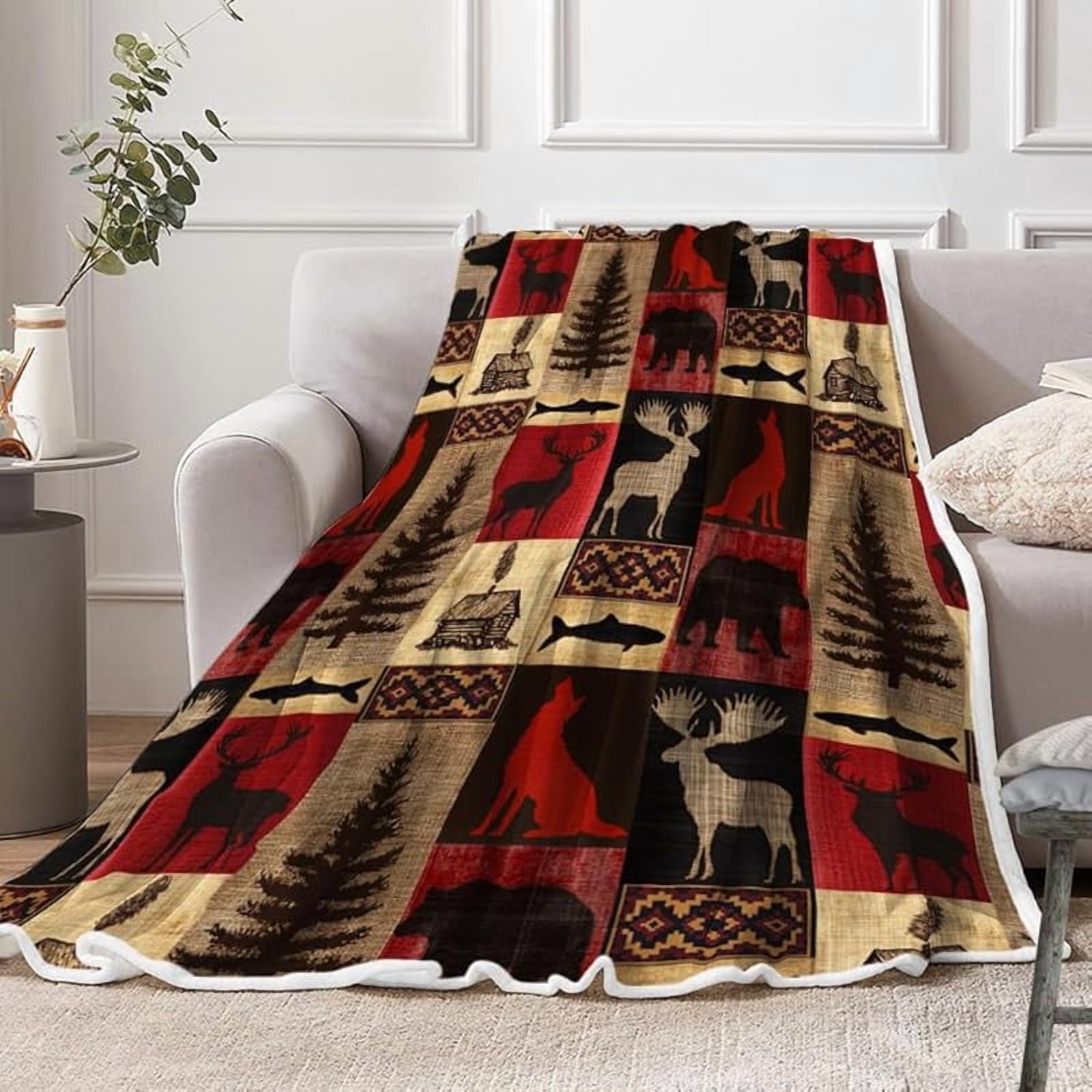 Photo inspiration: Picture Idea: Cabin Retro Rustic Lodge Flannel Throw Blankets Bear Deer Country