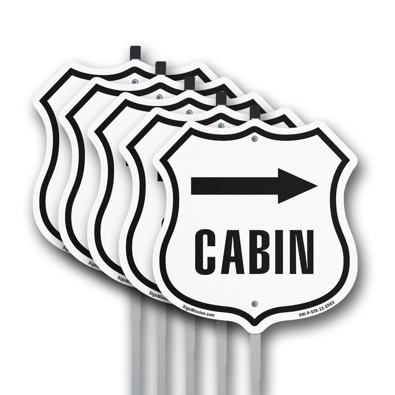 Cabin Right (5 Pack) 12 inch X 12 inch Shield Shaped Rust-Free Aluminum ...