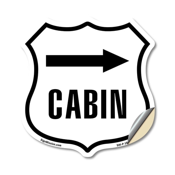 Cabin Right (5 Pack) 4 inch X 4 inch Shield Shaped Heavy Duty 3.2 mil Vinyl Decals Weather Resistant Made in the USA