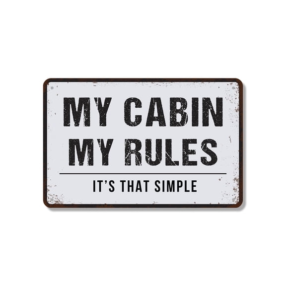 My Cabin My Rules 18 Inch x 24 Inch Novelty Aluminum Metal Sign Relax Unplug Play Nice Durable Weatherproof Perfect for Cabins Lake Houses Camps Fun Gift for Cabin Owners Camp Hosts