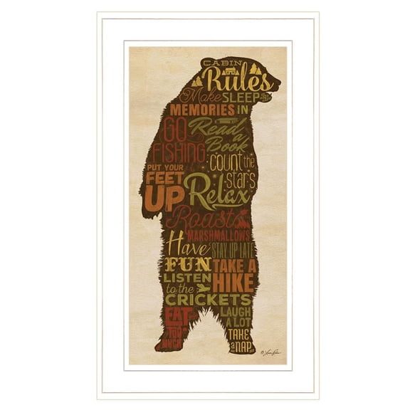 Cabin Rules By Lauren Rader Printed Framed Wall Art Wood Multi-Color