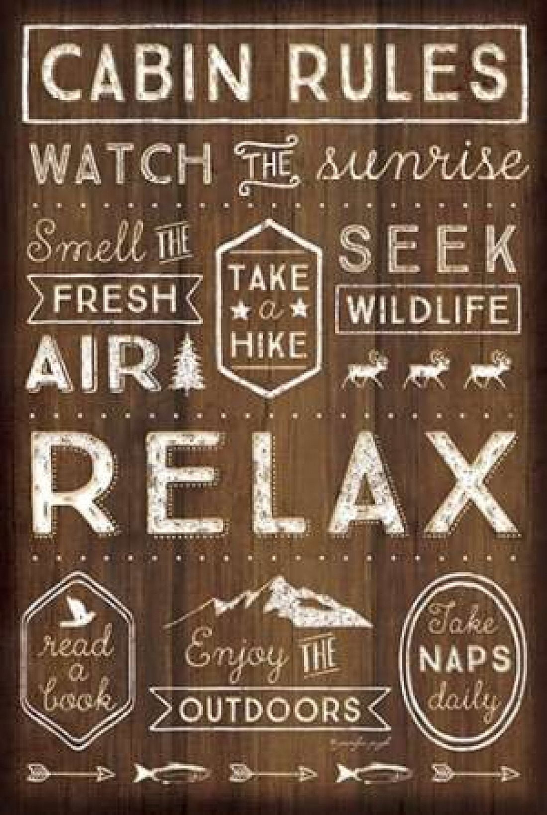 Cabin Rules Canvas Art - Jennifer Pugh (12 x 18)