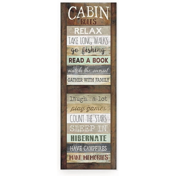 Cabin Rules Wood Rustic Style Wall Décor Sign 8x24