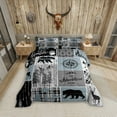 thumbnail image 1 of Cabin Rustic Lodge Bedding, Bear Deer Vintage Comforter Set Twin Size, Country Farmhouse Patchwork Duvet Insert Woodland Geometric Plaid Patchwork Down Comforter With 1 Pillow Case, Grey Black, 1 of 6