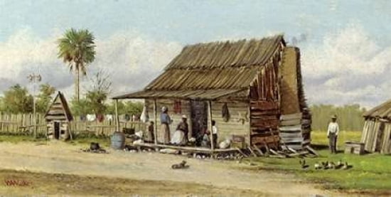 Cabin Scene Canvas Art - William Aiken Walker (24 x 48)