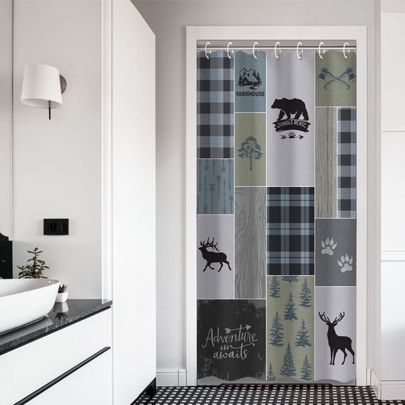 Cabin Shower Curtain, Rustic Shower Curtain, Farmhouse Bear Deer Shower Curtains, Lodge Wildlife Moose Shower Curtains with 12 Hooks Country Adventure Men Bathroom Curtain Sets 72W x 72H