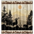 thumbnail image 1 of Cabin Shower Curtain, Rustic Shower Curtain Set, Cute Bear Deer Forest Print on Country Farmhouse Lodge Wooden Board Cloth Shower Curtains Bathroom Accessories with 12 Hooks, Tan Brown, 72X72in, 1 of 5