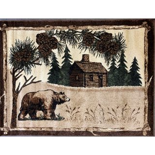 jejeloiu Bear Paw Print Rugs for Living Room Bedroom Boys Nature Wildlife  Bear Head Area Rug 4x5 Wild Animal Decorative Carpet Natural Theme Brown