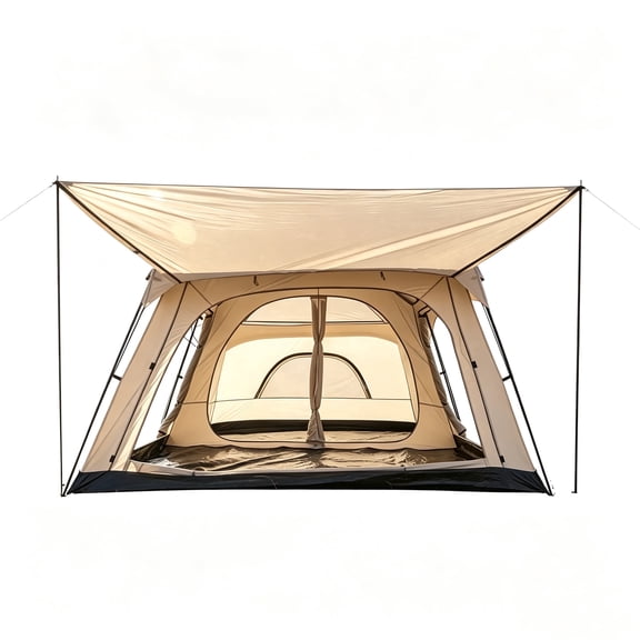 4-6 Person Tent for Camping, 10' x 6.8' x 6', Camping Tent with Carry Bag & Mesh Windows, Lightweight Portable Tent for Outdoor Camping, Festivals & Backyard, Khaki