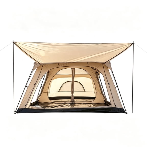 4-6 Person Tent for Camping, 10' x 6.8' x 6', Camping Tent with Carry Bag & Mesh Windows, Lightweight Portable Tent for Outdoor Camping, Festivals & Backyard, Khaki