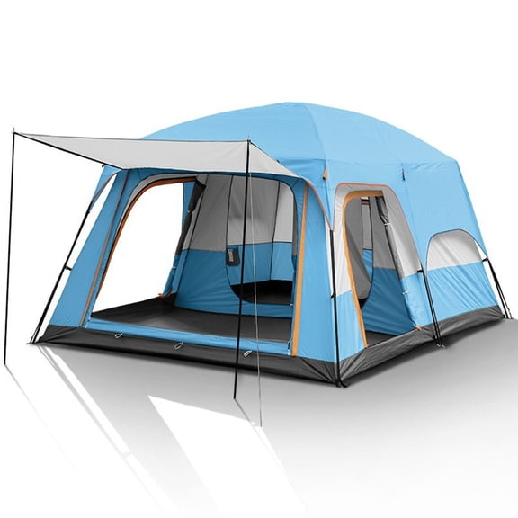 8 Person Outdoor Family Camping Tents 12' x 8' x 6', Easy Setup Waterproof Windproof Backpacking Tent with Divided Curtain, Lightweight Portable for Travel, Fishing, Hiking, Blue