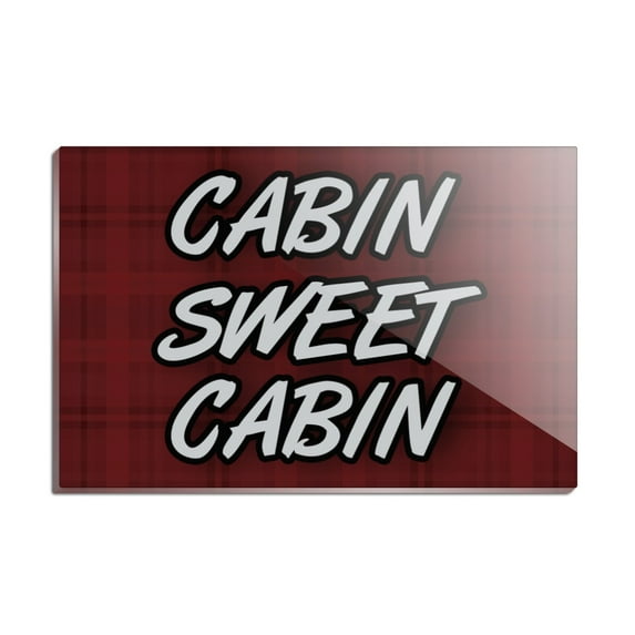 Cabin Sweet Cabin Red Plaid Rectangle Acrylic Fridge Refrigerator Magnet