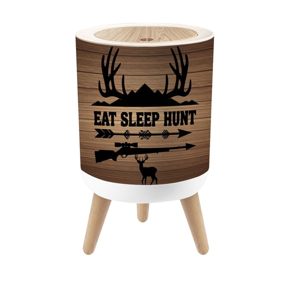 Cabin Trash Can with Lid Farmhouse Cabin Wild Deer Antler Wooden Vintage 1.8 Gallon Dog Proof Trash Can Round Garbage Can Waste Bin Wastebasket for Bathroom Bedroom Living Room