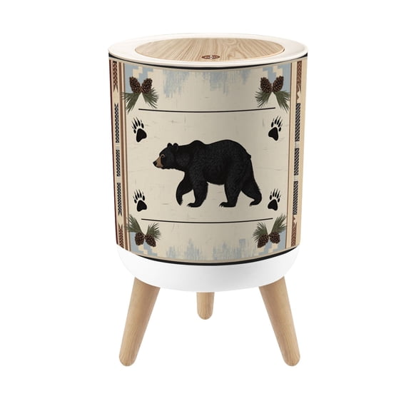Cabin Trash Can with Lid Wild Animal Rustic Cabin Country Nature Boho 1.8 Gallon Dog Proof Trash Can Round Garbage Can Waste Bin Wastebasket for Bathroom Bedroom Living Room