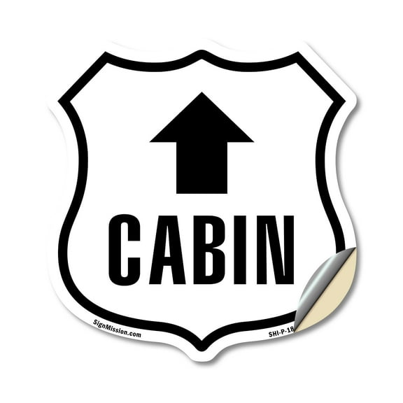 Cabin Up (5 Pack) 4 inch X 4 inch Shield Shaped Heavy Duty 3.2 mil Vinyl Decals Weather Resistant Made in the USA