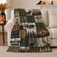 thumbnail image 1 of Cabin Wildlife Wilderness Adventure Moose Bear, Peaceful Mountain Lake Scene, Warm Flannel Blanket for Cabin and Lodge, Outdoor Lovers Camping Gift, Rustic Home Decor, 1 of 9