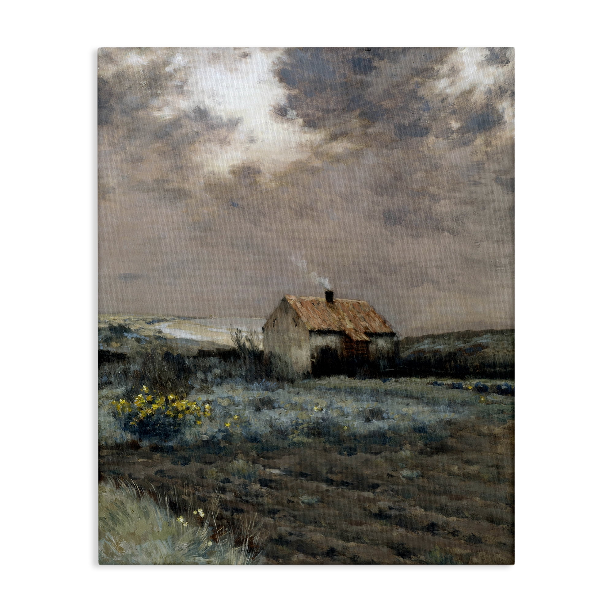 Cabin in Overcast Field Canvas Wall Art, design by Lettered and Lined