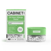 Cabinet: All Day Allergy Relief Cetirizine 10mg for Non-Drowsy Relief from Common Allergy Symptoms 40 Tablets (Refillable Glass Jar)
