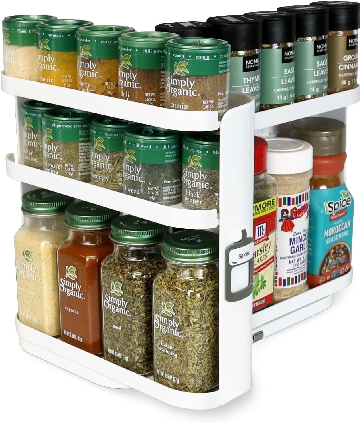 Cabinet Caddy SNAP! Spice Rack Organizer for Kitchen Cabinet, Medicine Cabinet, Adjustable Shelves