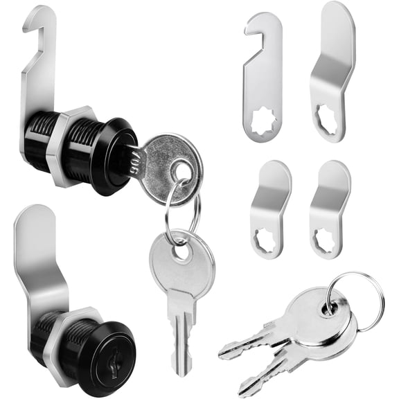 Cabinet Cam Locks Keyed 1-1/8 in. Cabinet Cam Lock for Cabinet Desk Drawers, RV Box, Trailer, Full File Drawer Mailbox RV Storage Replacement Set, Zinc Alloy 2 Pcs
