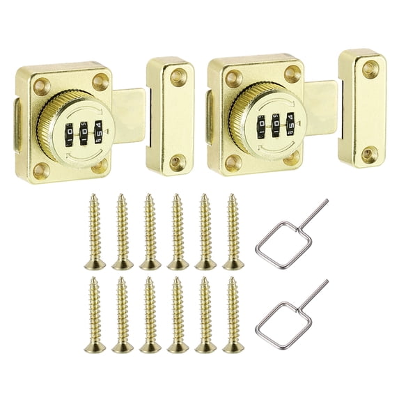 Cabinet Combination Lock Twist Knob Keyless Lock 3-Digit Password Latch Lock for Small Door Gold