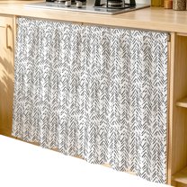 Abstract White Shelf Small Cabinet Curtain 11''W x 13''L, Black Under Sink Cover Drapes ...
