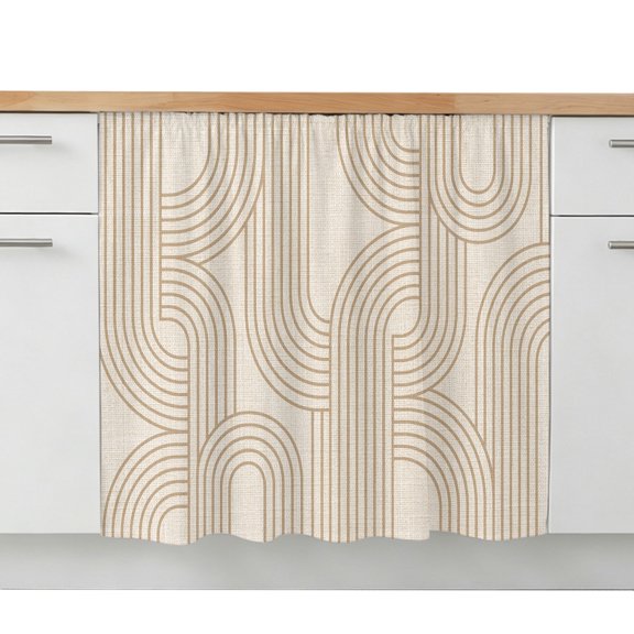 Cabinet Curtain Parallel Arching Lines Kitchen Shelf Curtain Desk Under Sink Curtain Skirt Privacy Drape Cover Beige Wave Tracks Cabinet Curtains for Kitchen Shelves Laundry Room Bathroom 28x35 Inch