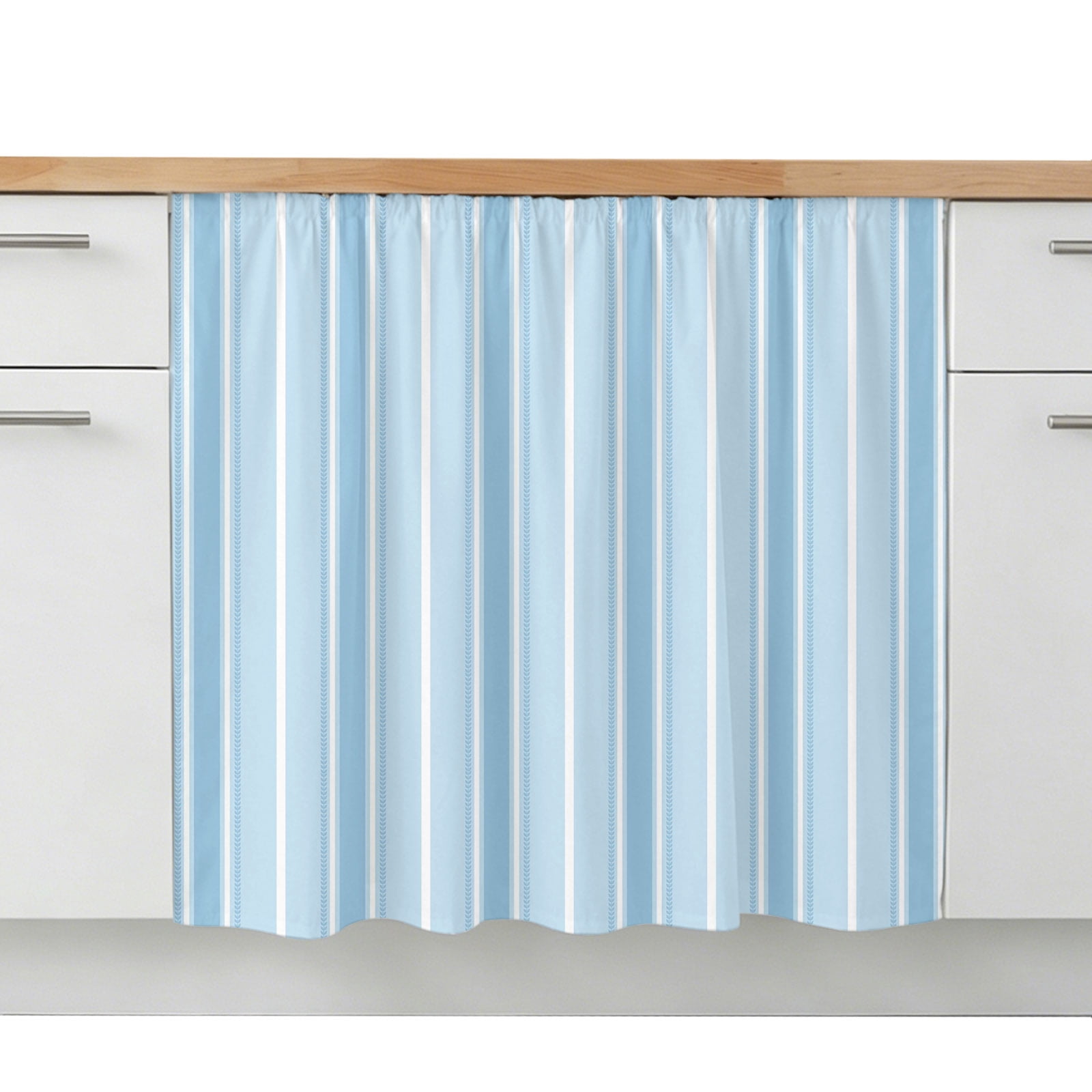 Cabinet Curtains for Shelves, Blue Stripe Under Sink Cabinet Curtain ...