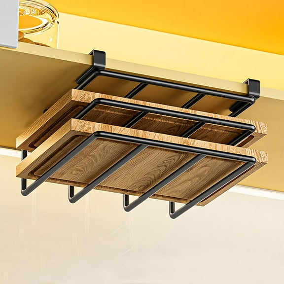 Under Cabinet Cutting Board Holder:Stainless Steel Double Layer Cutting Board Rack,Cutting Board Holder Under Cabinet,Sheet Pan Organizer for Kitchen Use,Baking Pan Organizer for Space-Saving,10*10in
