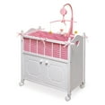 thumbnail image 1 of Cabinet Doll Crib with Chevron Bedding and Free Personalization Kit - White/Pink, 1 of 11