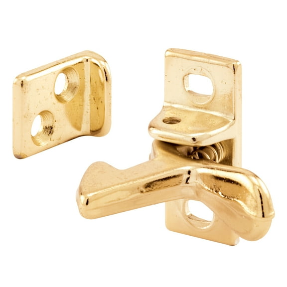 Cabinet Door Elbow Catch, Cast Aluminum, Brass Plated