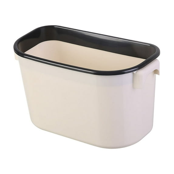 Cabinet Door Hanging Garbage Bin Household Fruit Peelings and Leftovers Storage Bin Kitchen Garbage Bin Waste Papers Basket with Garbage Bag Fixing Ring (Beige)