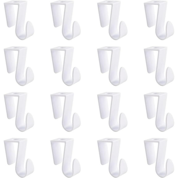 Over Cabinet Door Hooks, 16Pcs Plastic Over Door Single Hooks Multi-Purpose Over The Cupboard Drawer Hooks Space-Saving Hanger Extender Clips Hooks for Kitchen Bathroom Bedroom (White)