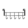 thumbnail image 1 of Over The Cabinet Door Hooks,Durable Kitchen Cabinet Closet Rack Hook, Metal 5 Hooks Space Saving Cutlery Storage Hanger Clothing Hat Key Holder Coat Rack for Bathroom Bedroom, 1Pc(Black,9.4x0.8x3.5"), 1 of 6