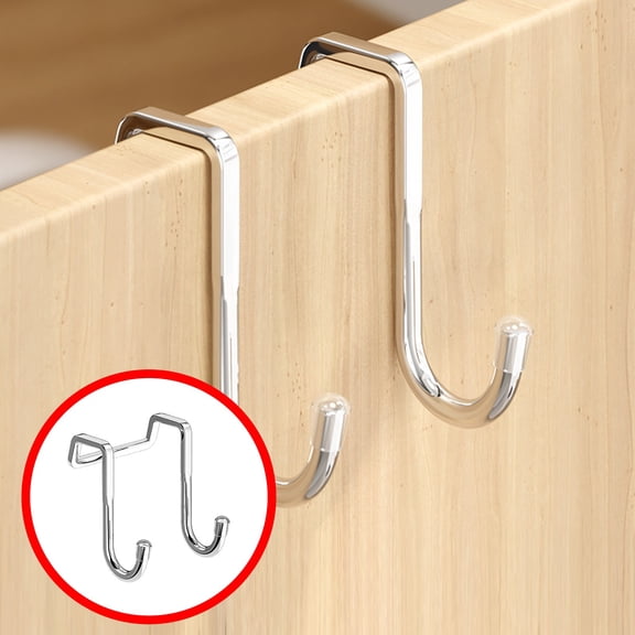 Over the Cabinet Door Hooks, Stainless Steel Cabinet Hooks for Hanging Mugs, Cups, Utensils, Cupboard Door Organizer & Under Sink Door Organizer Kitchen Storage Cabinet, Kitchen Accessories, 1 Pcs
