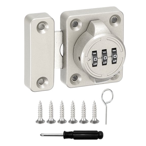 Cabinet Door Latch Metal Keyless Drawer Lock, Beige